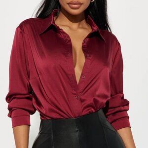 Fashion Nova Burgundy Blouse
